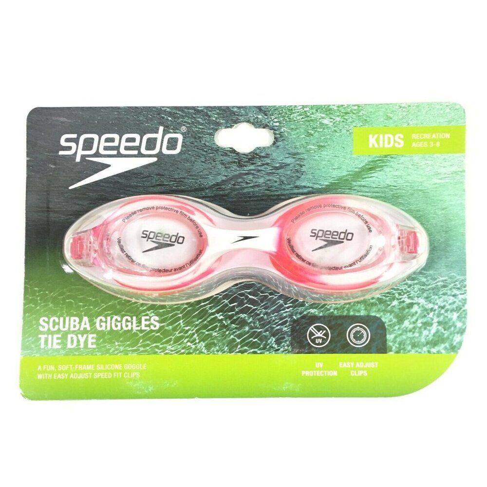 Speedo Scuba Goggles Giggles Tie Dye Pink White UV Protection Ages 3-8 - Picture 1 of 4